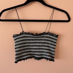 Smocked bandeau crop top